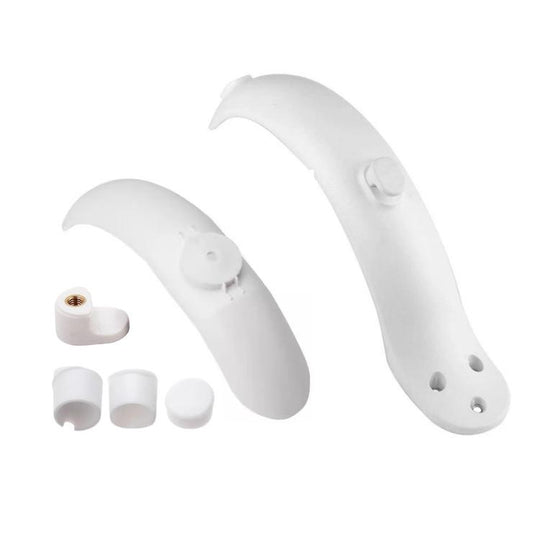 For Xiaomi Mijia M365 Electric Scooter Front and Rear Mudguards with Hooks and White Screw Plugs(White)