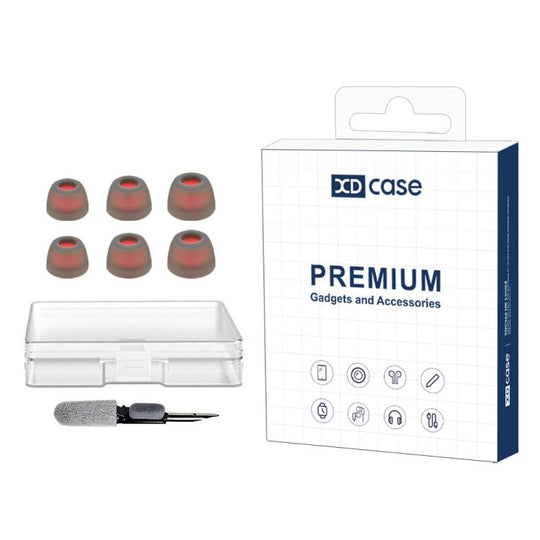 For JBL Tune 230NC TWS XDcase 3 Pairs Replacement Silicone Ear Tips Kit, S/M/L Size, Cleaning Brush Color Random(Transparent Black)