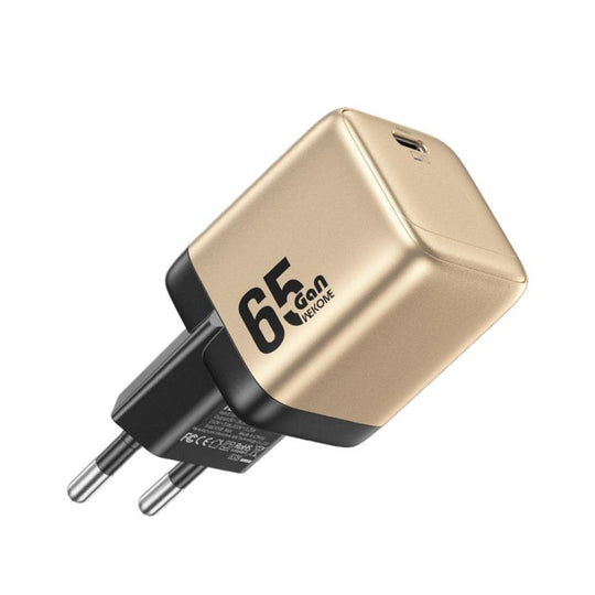 WK WU-09 Cinsuy ??65W Type-C Single Port GaN Charger, Plug Type:EU Plug(Gold)