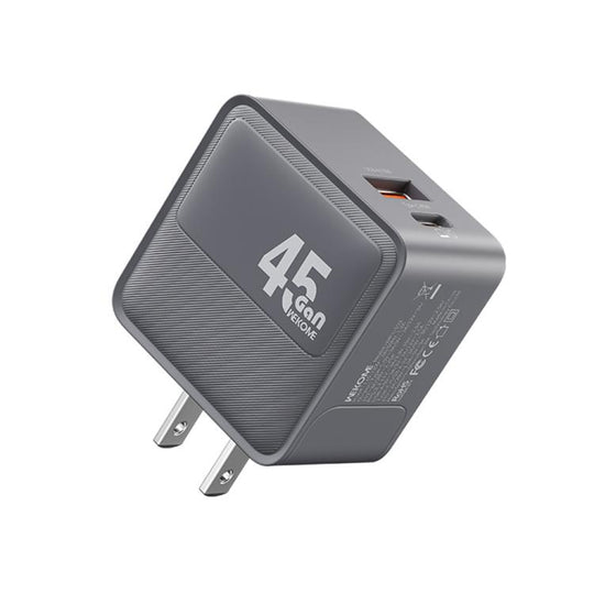 WK WP-U103 Swift 45W USB-C / Type-C, USB-A Charger, Plug:US Plug(Grey)