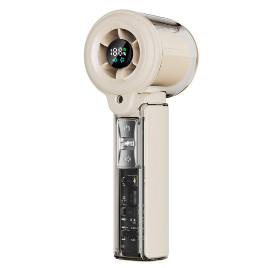 F5 High-Speed Handheld Spray Cooling Fan with LED Display(Beige)
