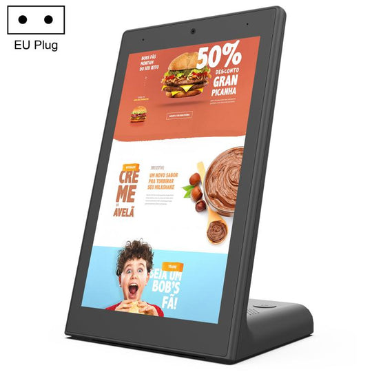 WL8019T 8 inch Vertical Screen HD Touch Screen Digital Signage, 4GB+64GB, Android 14 RK3576S Quad Core, Plug Type:EU Plug(Black)