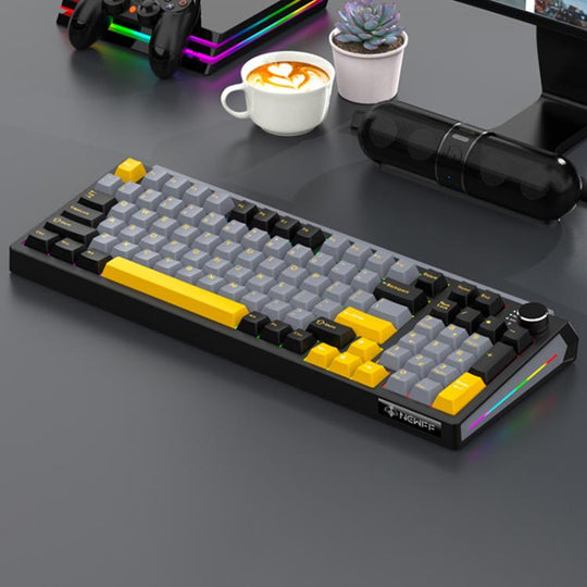 SHIPADOO JK980 Blue Switch RGB 98 Keys Three Modes Mechanical Keyboard(Phantom Black)