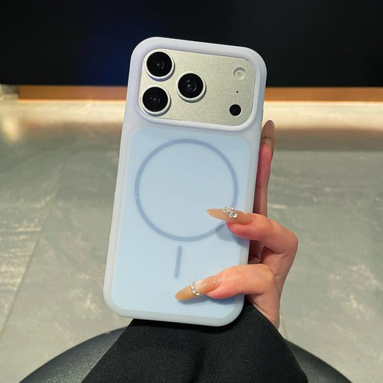 For iPhone 18 Pro / 17 Pro Ice Cream Skin Feel Liquid Silicone Fine Circle Magnetic Phone Case(Sky Blue)