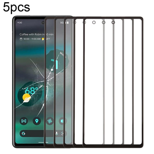 For Google Pixel 6a 5pcs Front Screen Outer Glass Lens with OCA Optically Clear Adhesive