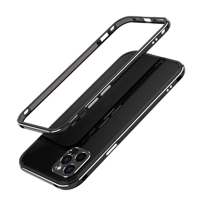 For iPhone 12 Aurora Series Lens Protector + Metal Frame Protective Case(Black Silver) - iPhone 12 / 12 Pro Cases by buy2fix | Online Shopping UK | buy2fix