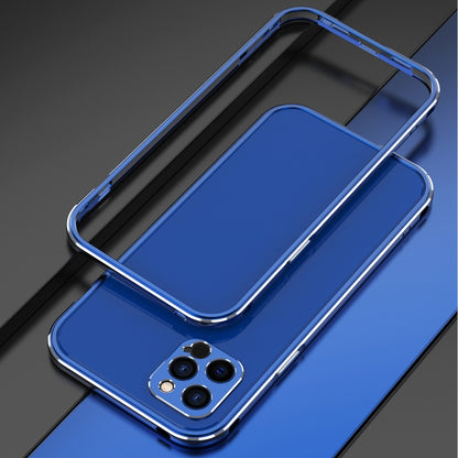 For iPhone 12 Aurora Series Lens Protector + Metal Frame Protective Case(Blue) - iPhone 12 / 12 Pro Cases by buy2fix | Online Shopping UK | buy2fix