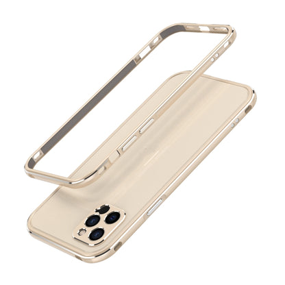 For iPhone 12 Aurora Series Lens Protector + Metal Frame Protective Case(Gold) - iPhone 12 / 12 Pro Cases by buy2fix | Online Shopping UK | buy2fix
