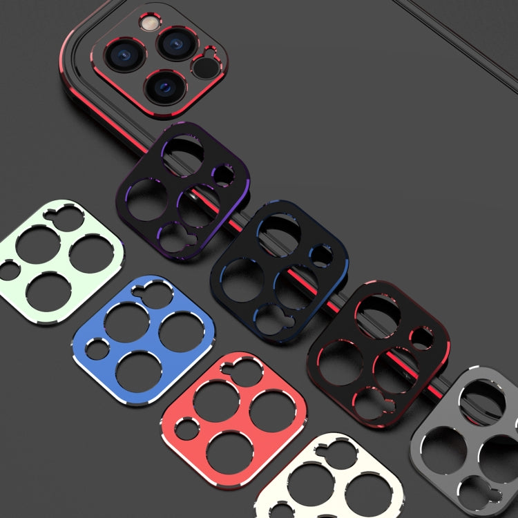 For iPhone 12 Aurora Series Lens Protector + Metal Frame Protective Case(Blue) - iPhone 12 / 12 Pro Cases by buy2fix | Online Shopping UK | buy2fix