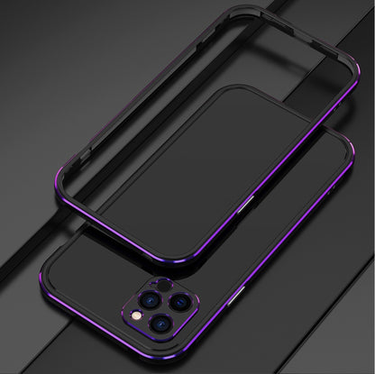 For iPhone 12 Pro Max Aurora Series Lens Protector + Metal Frame Protective Case(Black Purple) - iPhone 12 Pro Max Cases by buy2fix | Online Shopping UK | buy2fix