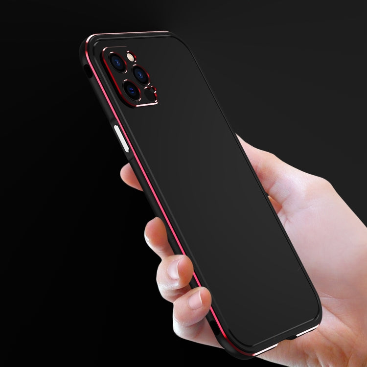 For iPhone 12 Pro Max Aurora Series Lens Protector + Metal Frame Protective Case(Black Red) - iPhone 12 Pro Max Cases by buy2fix | Online Shopping UK | buy2fix