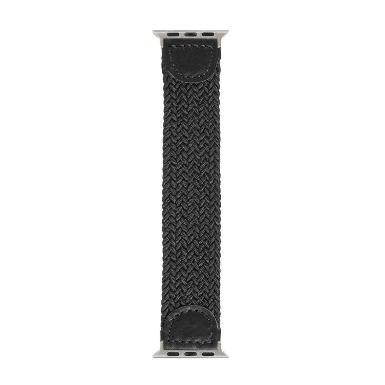 Nylon + Leather Braided Watch Band For Apple Watch Ultra 49mm&Watch Ultra 2 49mm / Series 9&8&7 45mm / SE 3&SE 2&6&SE&5&4 44mm / 3&2&1 42mm, Size:S(Black) - Watch Bands by buy2fix | Online Shopping UK | buy2fix