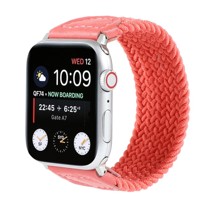 Nylon + Leather Braided Watch Band For Apple Watch Ultra 49mm&Watch Ultra 2 49mm / Series 9&8&7 45mm / SE 3&SE 2&6&SE&5&4 44mm / 3&2&1 42mm, Size:L(Rose Red) - Watch Bands by buy2fix | Online Shopping UK | buy2fix