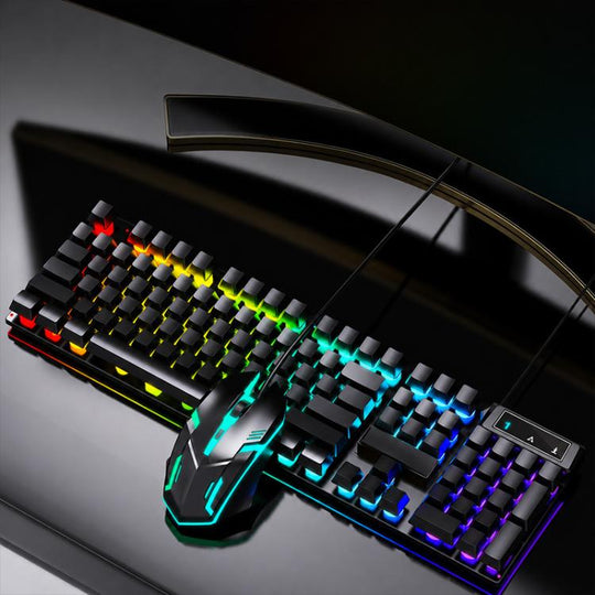 SHIPADOO D500 Colorful Illuminated Wired Keyboard Mouse Set(Black)