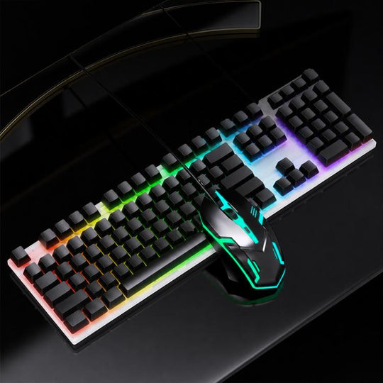 SHIPADOO D500 Colorful Illuminated Wired Keyboard Mouse Set(Word Transparency)