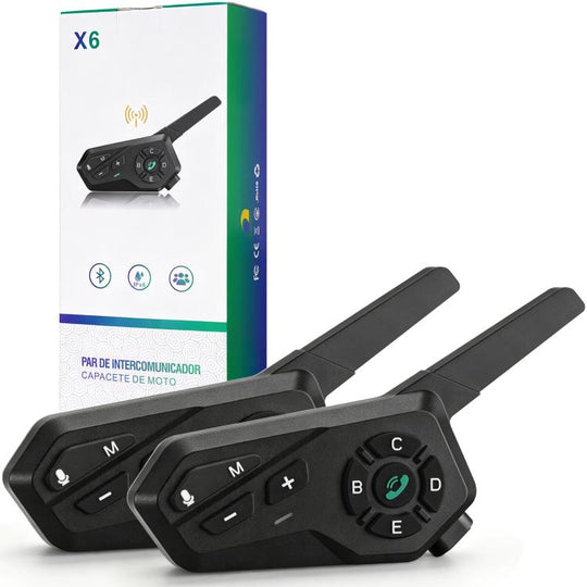 Black Motorcycle Helmet Waterproof Wireless Walkie-Talkie Bluetooth Earphone(Two)