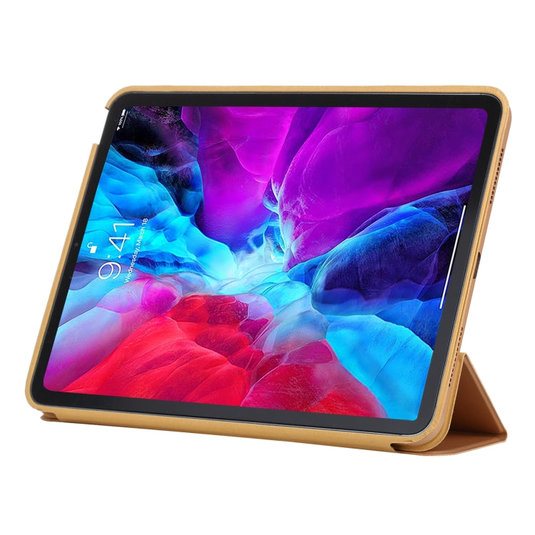3-fold Horizontal Flip Smart Leather Case with Sleep / Wake-up Function & Holder For iPad Air 4/5 (Gold) - iPad Air (2022) / (2020) 10.9 Cases by buy2fix | Online Shopping UK | buy2fix