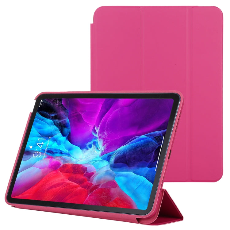 3-fold Horizontal Flip Smart Leather Case with Sleep / Wake-up Function & Holder For iPad Air 4/5 (Rose Red) - iPad Air (2022) / (2020) 10.9 Cases by buy2fix | Online Shopping UK | buy2fix