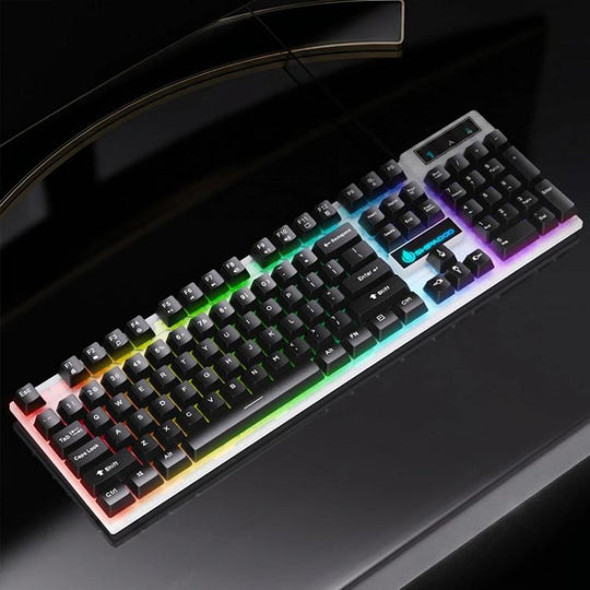 SHIPADOO K500 Floating Square Keycap Colorful Backlight USB Wired Keyboard(Black And White)
