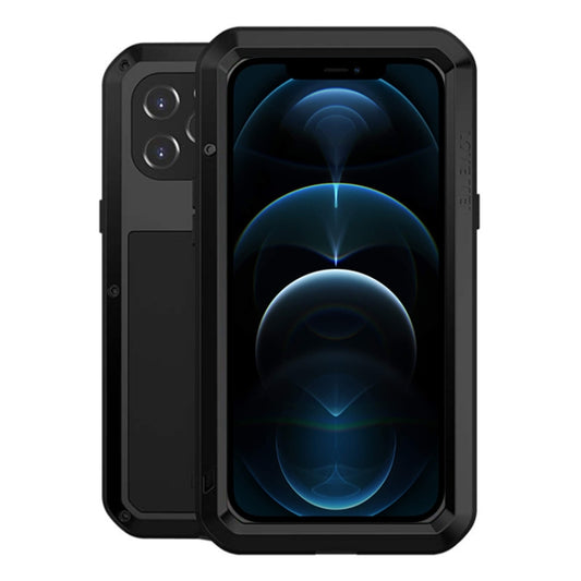 For iPhone 12 Pro Max LOVE MEI Metal Shockproof Life Waterproof Dustproof Protective Case(Black) by LOVE MEI