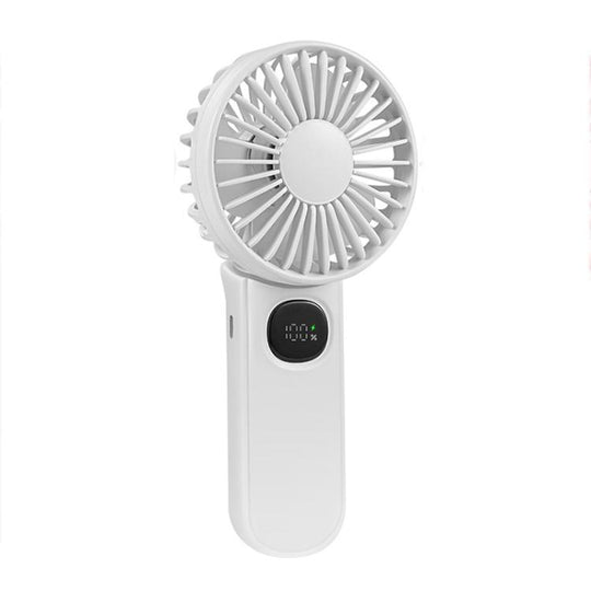 F11 Folding Handheld Fan with LED Display & Lanyard(White)