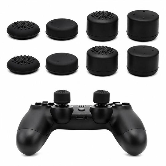 XDcase 8pcs Silicone Anti-Slip Joystick Cap Stackable Cover for PS5 / Switch Pro / Xbox 360 Gamepad(Black)