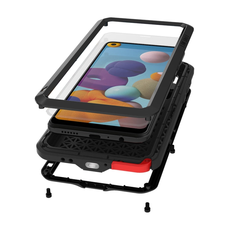 For Samsung Galaxy A21 (US Version) LOVE MEI Metal Shockproof Waterproof Dustproof Protective Case with Glass(Army Green) by LOVE MEI