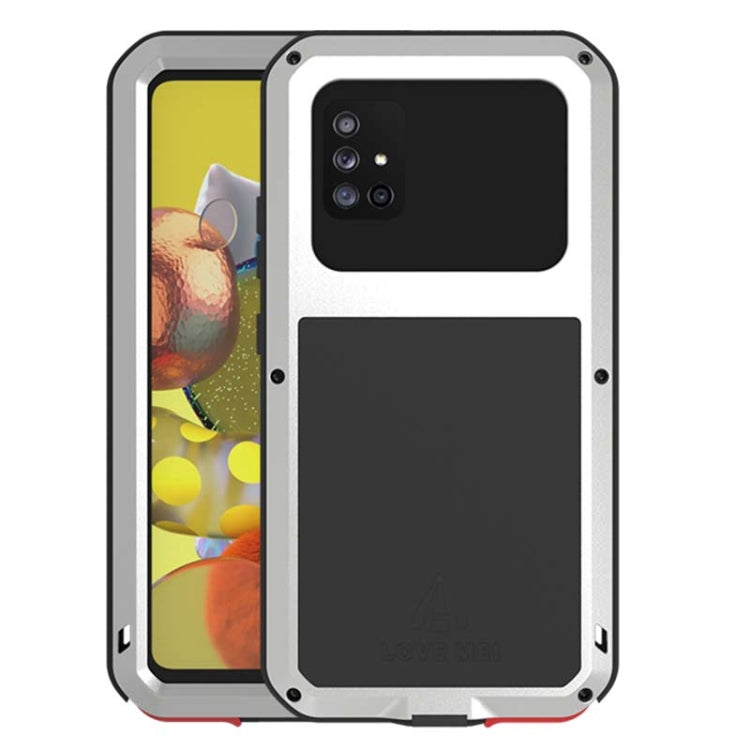 For Samsung Galaxy A51 5G LOVE MEI Metal Shockproof Waterproof Dustproof Protective Case with Glass(Silver) by LOVE MEI