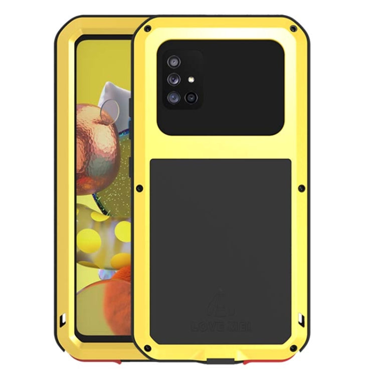 For Samsung Galaxy A51 5G LOVE MEI Metal Shockproof Waterproof Dustproof Protective Case with Glass(Yellow) by LOVE MEI