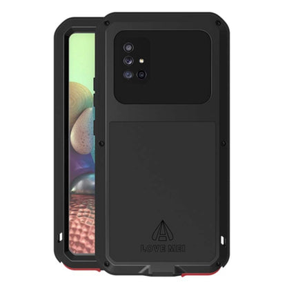For Samsung Galaxy A71 5G LOVE MEI Metal Shockproof Waterproof Dustproof Protective Case with Glass(Black) - Galaxy Phone Cases by LOVE MEI | Online Shopping UK | buy2fix