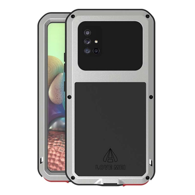 For Samsung Galaxy A71 5G LOVE MEI Metal Shockproof Waterproof Dustproof Protective Case with Glass(Silver) by LOVE MEI