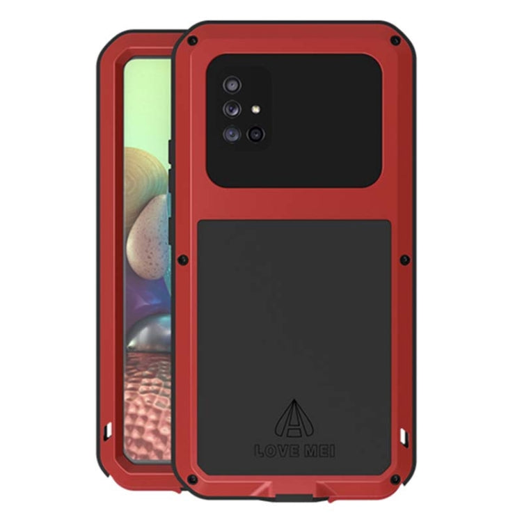 For Samsung Galaxy A71 5G LOVE MEI Metal Shockproof Waterproof Dustproof Protective Case with Glass(Red) by LOVE MEI