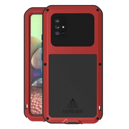 For Samsung Galaxy A71 5G LOVE MEI Metal Shockproof Waterproof Dustproof Protective Case with Glass(Red)