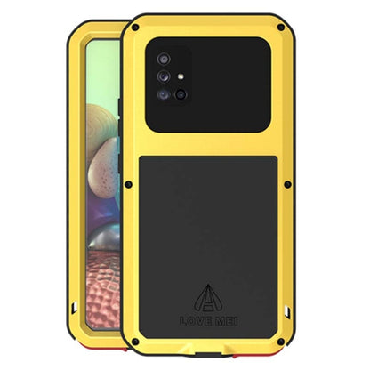 For Samsung Galaxy A71 5G LOVE MEI Metal Shockproof Waterproof Dustproof Protective Case with Glass(Yellow) by LOVE MEI