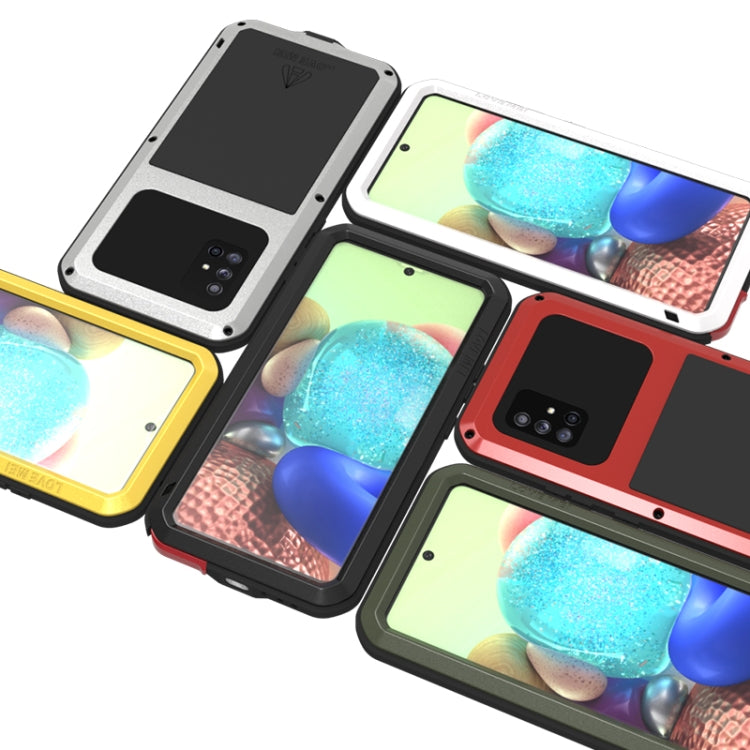 For Samsung Galaxy A71 5G LOVE MEI Metal Shockproof Waterproof Dustproof Protective Case with Glass(Yellow) by LOVE MEI