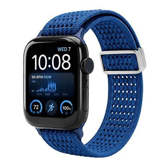 For Apple Watch 42 / 44 / 45 / 46 / 49mm xDfind Magnetic Buckle Hollow-Out Nylon Woven Watch Band(Blue)