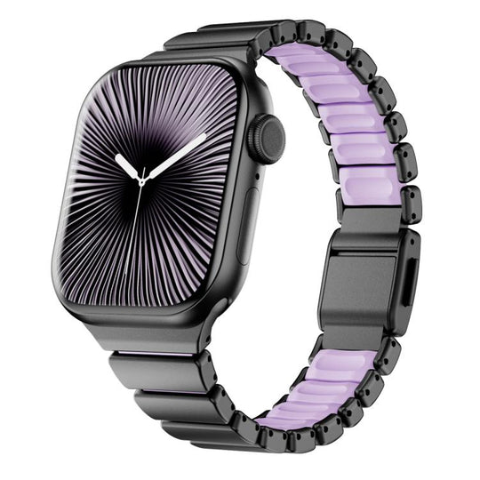 For Apple Watch 38 / 40 / 41 / S11 42mm xDfind Waist Stainless Steel Norman Buckle Magnetic Watch Band(Black Purple)
