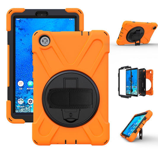 For Lenovo Tab M8 Shockproof Colorful Silicone + PC Protective Case with Holder & Hand Grip Strap & Shoulder Strap(Orange) - Lenovo by buy2fix | Online Shopping UK | buy2fix