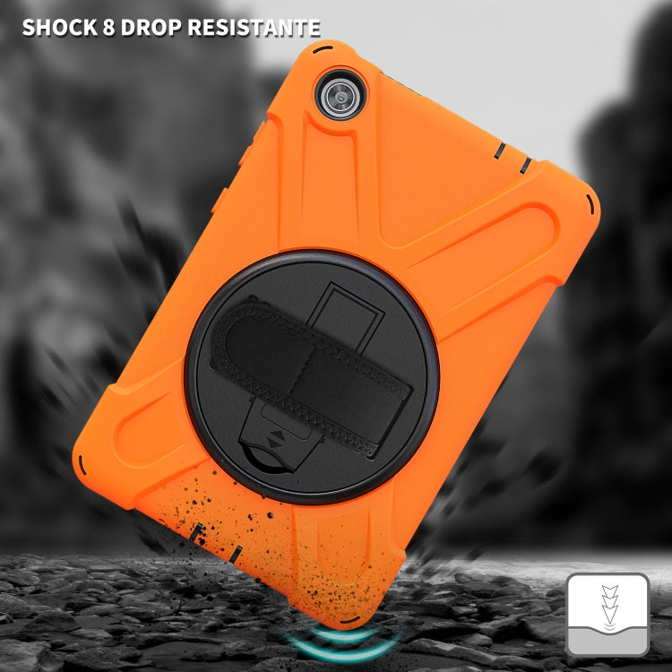 For Lenovo Tab M8 Shockproof Colorful Silicone + PC Protective Case with Holder & Hand Grip Strap & Shoulder Strap(Orange) - Lenovo by buy2fix | Online Shopping UK | buy2fix