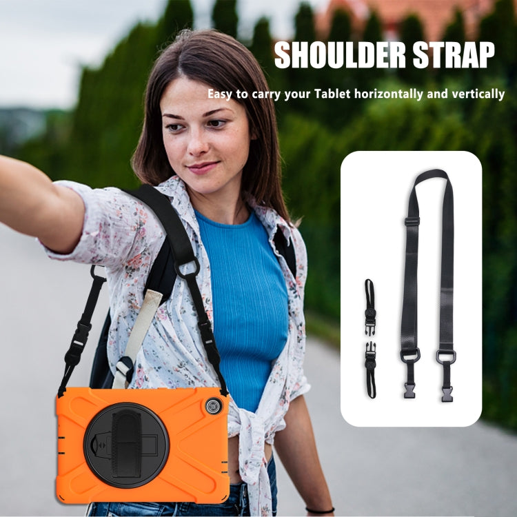 For Lenovo Tab M8 Shockproof Colorful Silicone + PC Protective Case with Holder & Hand Grip Strap & Shoulder Strap(Orange) - Lenovo by buy2fix | Online Shopping UK | buy2fix
