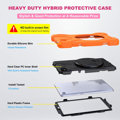 For Lenovo Tab M8 Shockproof Colorful Silicone + PC Protective Case with Holder & Hand Grip Strap & Shoulder Strap(Orange) - Lenovo by buy2fix | Online Shopping UK | buy2fix
