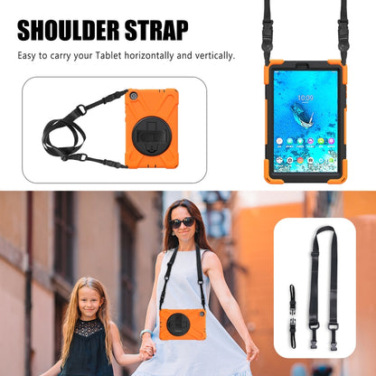 For Lenovo Tab M8 Shockproof Colorful Silicone + PC Protective Case with Holder & Hand Grip Strap & Shoulder Strap(Orange) - Lenovo by buy2fix | Online Shopping UK | buy2fix
