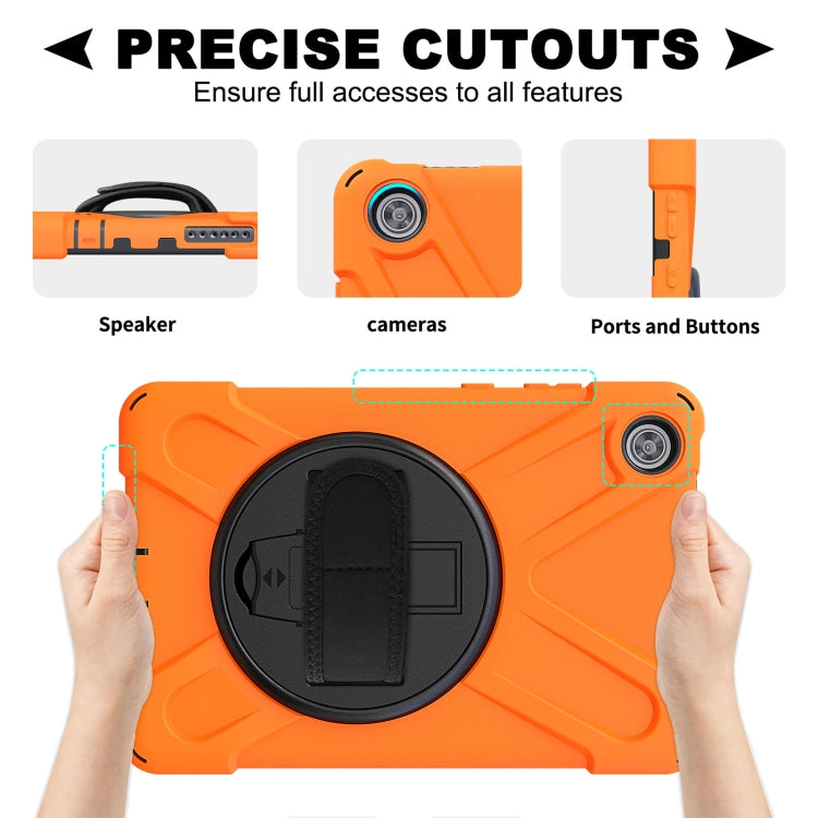 For Lenovo Tab M8 Shockproof Colorful Silicone + PC Protective Case with Holder & Hand Grip Strap & Shoulder Strap(Orange) - Lenovo by buy2fix | Online Shopping UK | buy2fix