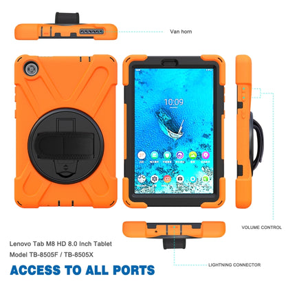 For Lenovo Tab M8 Shockproof Colorful Silicone + PC Protective Case with Holder & Hand Grip Strap & Shoulder Strap(Orange) - Lenovo by buy2fix | Online Shopping UK | buy2fix