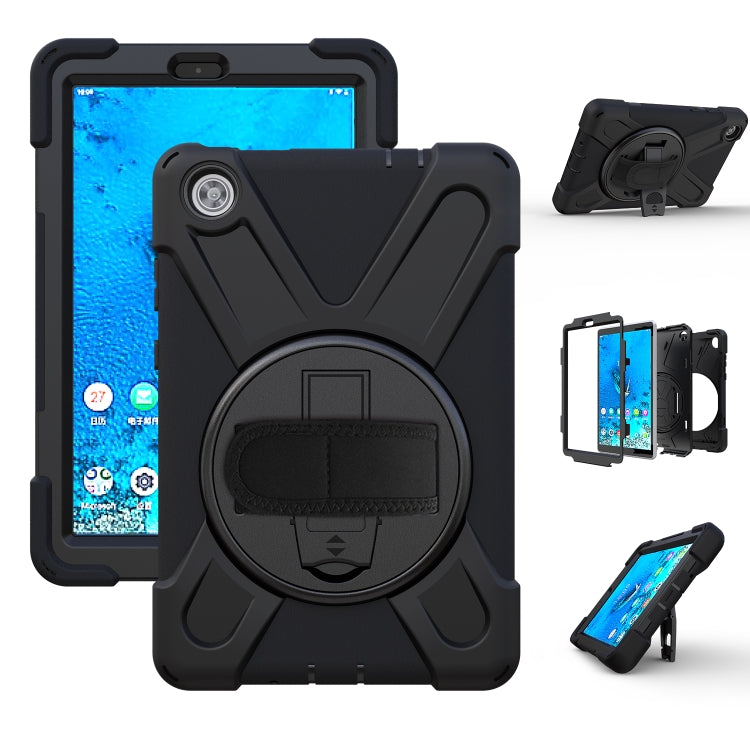 For Lenovo Tab M8 Shockproof Colorful Silicone + PC Protective Case with Holder & Hand Grip Strap & Shoulder Strap(Black) - Lenovo by buy2fix | Online Shopping UK | buy2fix