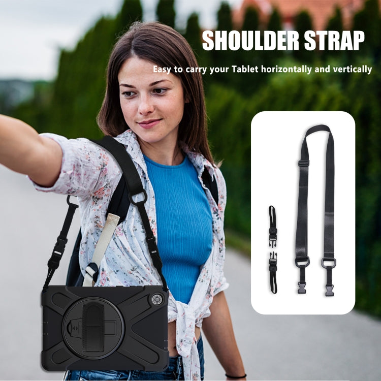 For Lenovo Tab M8 Shockproof Colorful Silicone + PC Protective Case with Holder & Hand Grip Strap & Shoulder Strap(Black) - Lenovo by buy2fix | Online Shopping UK | buy2fix