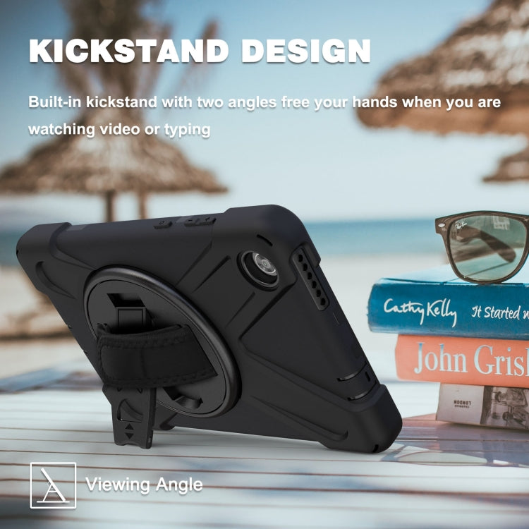 For Lenovo Tab M8 Shockproof Colorful Silicone + PC Protective Case with Holder & Hand Grip Strap & Shoulder Strap(Black) - Lenovo by buy2fix | Online Shopping UK | buy2fix