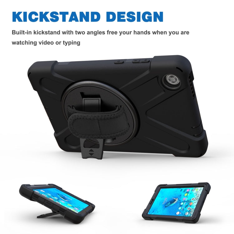 For Lenovo Tab M8 Shockproof Colorful Silicone + PC Protective Case with Holder & Hand Grip Strap & Shoulder Strap(Black) - Lenovo by buy2fix | Online Shopping UK | buy2fix