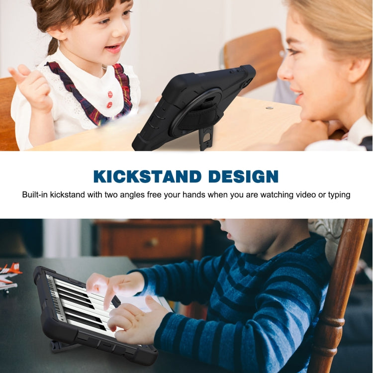 For Lenovo Tab M8 Shockproof Colorful Silicone + PC Protective Case with Holder & Hand Grip Strap & Shoulder Strap(Black) - Lenovo by buy2fix | Online Shopping UK | buy2fix