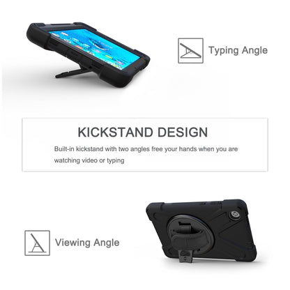 For Lenovo Tab M8 Shockproof Colorful Silicone + PC Protective Case with Holder & Hand Grip Strap & Shoulder Strap(Black) - Lenovo by buy2fix | Online Shopping UK | buy2fix